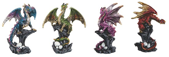 Dragon Guarding Eggs 4/S 4"H