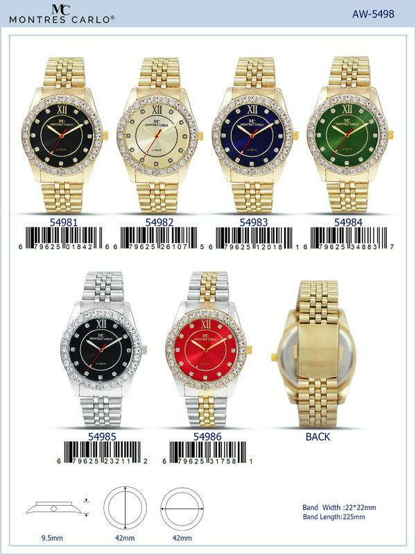 Gold CZ Black Dial Watch