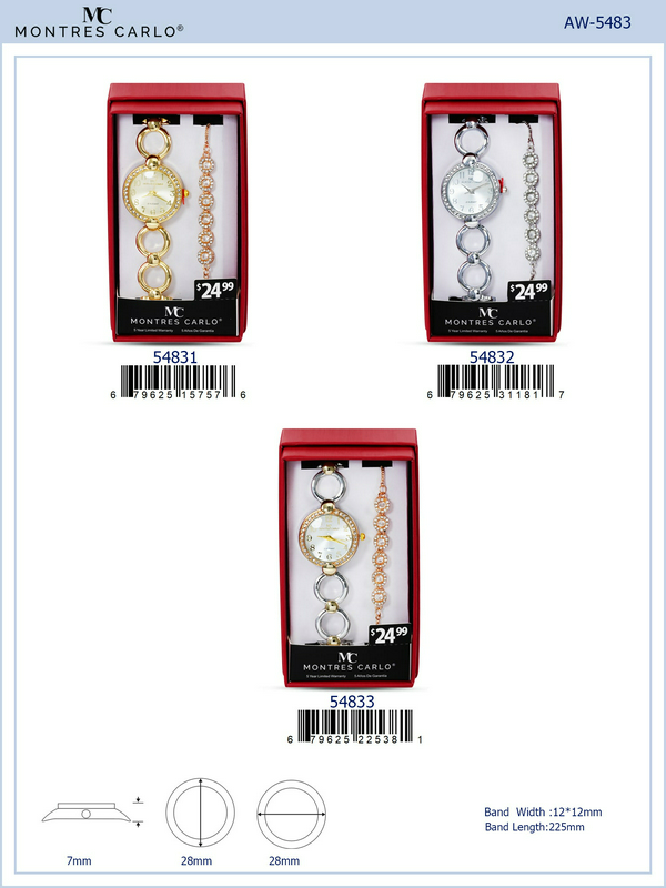 Two-Tone Metal Watch & Bracelet Set