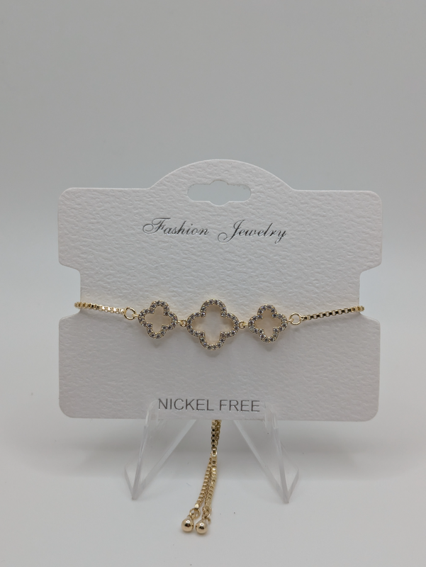 Gold & Diamond Triple Cross Bracelet