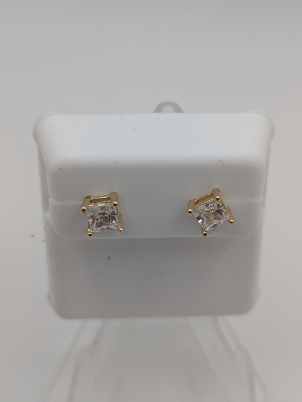 Gold & Diamond Square Cut Earrings