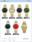 Gold CZ Black Dial Watch
