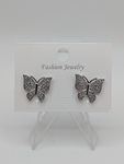 Silver & Diamond Butterfly Earrings