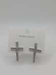 Silver & Diamond Cross Earrings